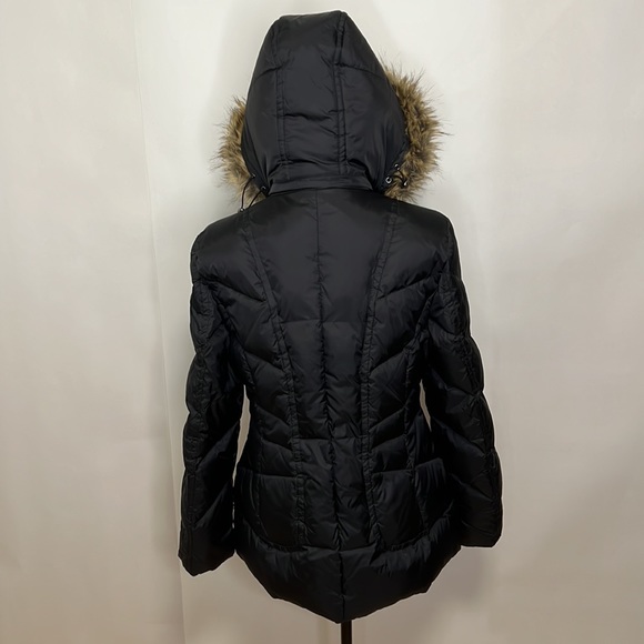 London Fog Faux Fur Hooded Down/Waterfowl Zip Puffer Coat - Picture 3 of 10